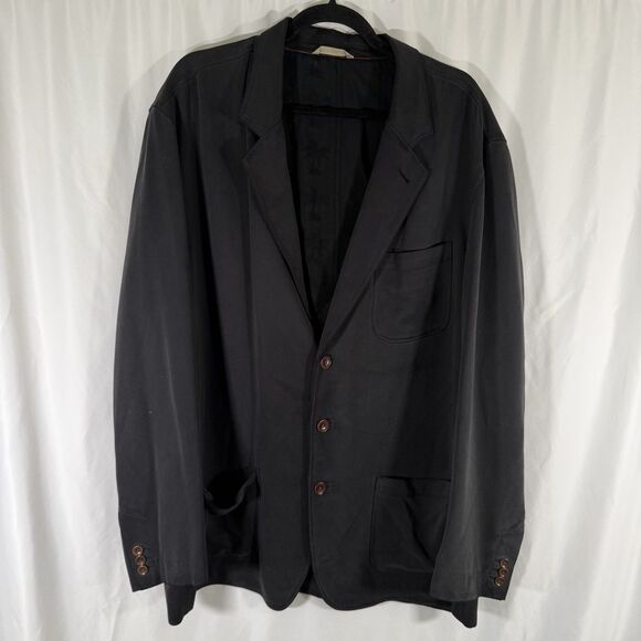 Tommy Bahama Silk Jacket Men's XL Black Button Front Long Sleeve Inner Pocket - Picture 1 of 16